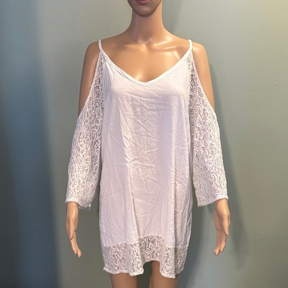 O'Rageous Tops - Elegant White Lace Cold Shoulder Top